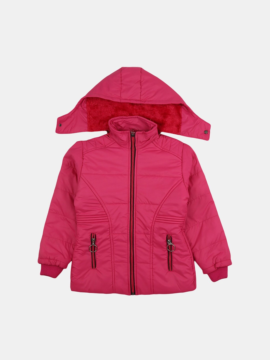 

V-Mart Girls Hooded Cotton Padded Jacket, Pink