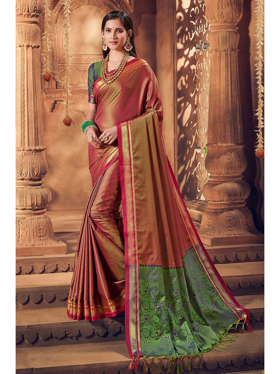 

KARAGIRI Woven Design Zari Saree, Pink