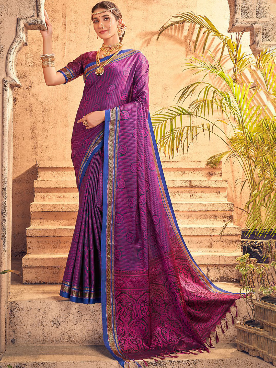 

KARAGIRI Woven Design Zari Saree, Purple