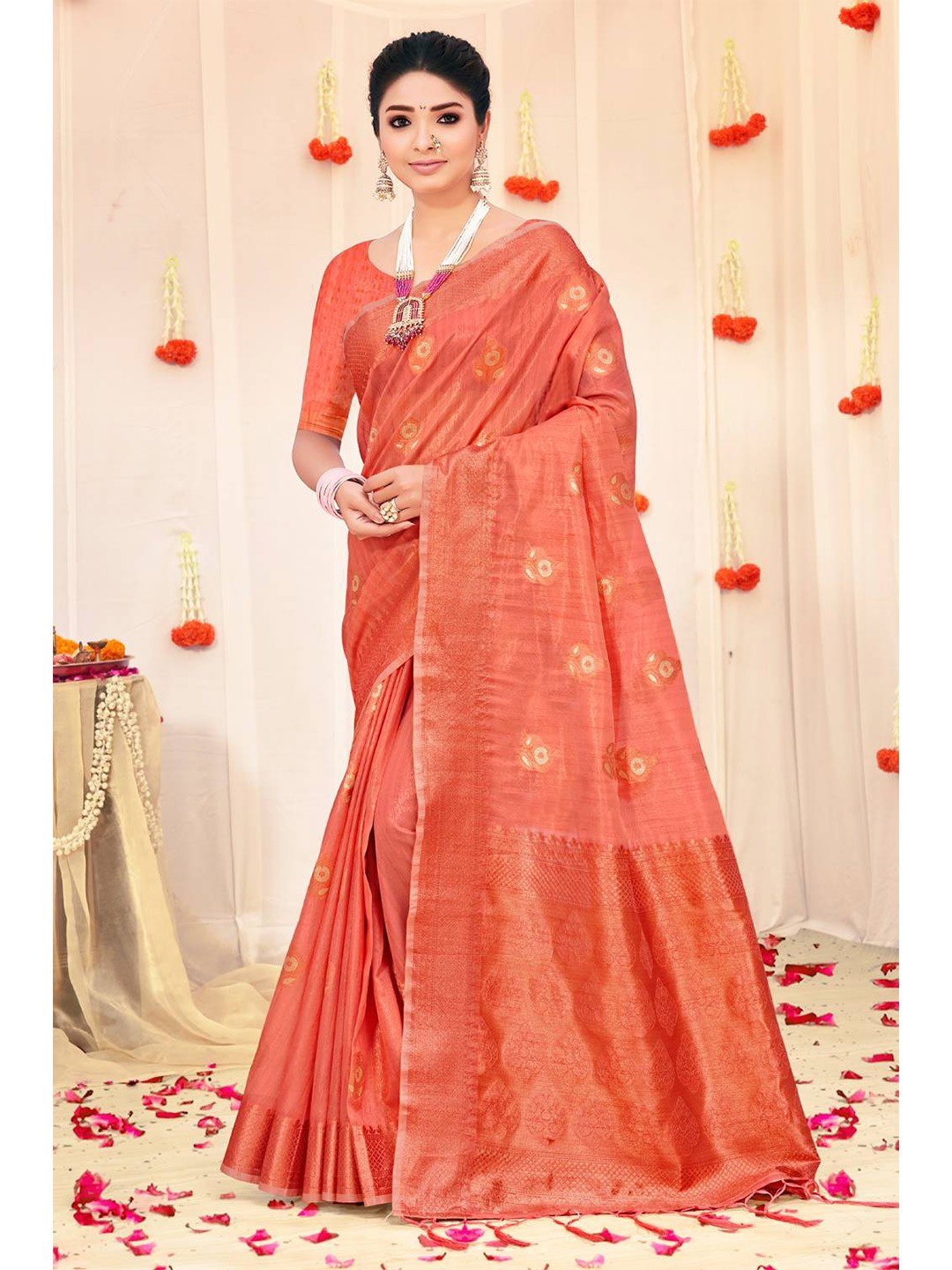 

KARAGIRI Woven Design Zari Saree, Pink
