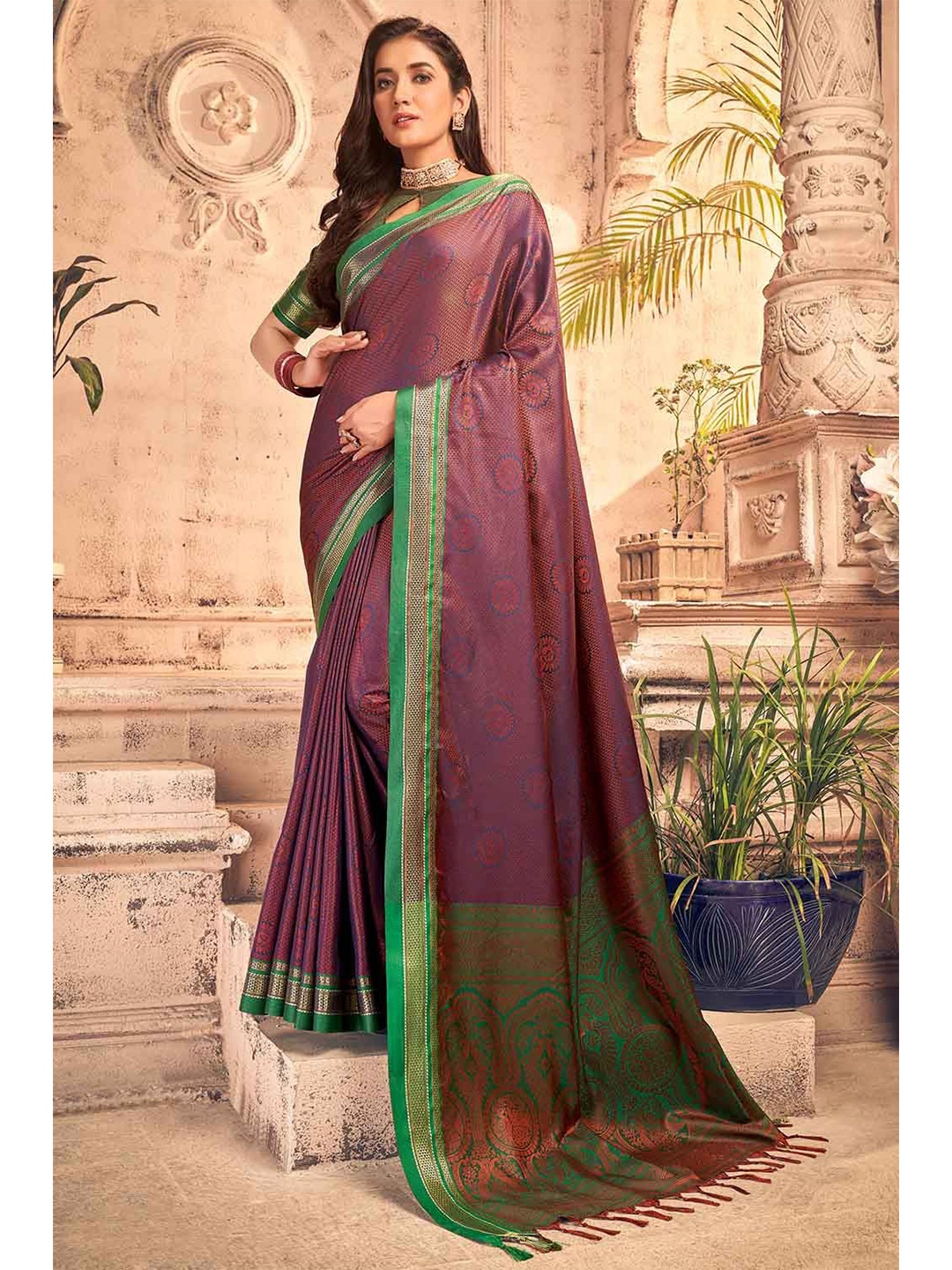 

KARAGIRI Woven Design Zari Saree, Purple