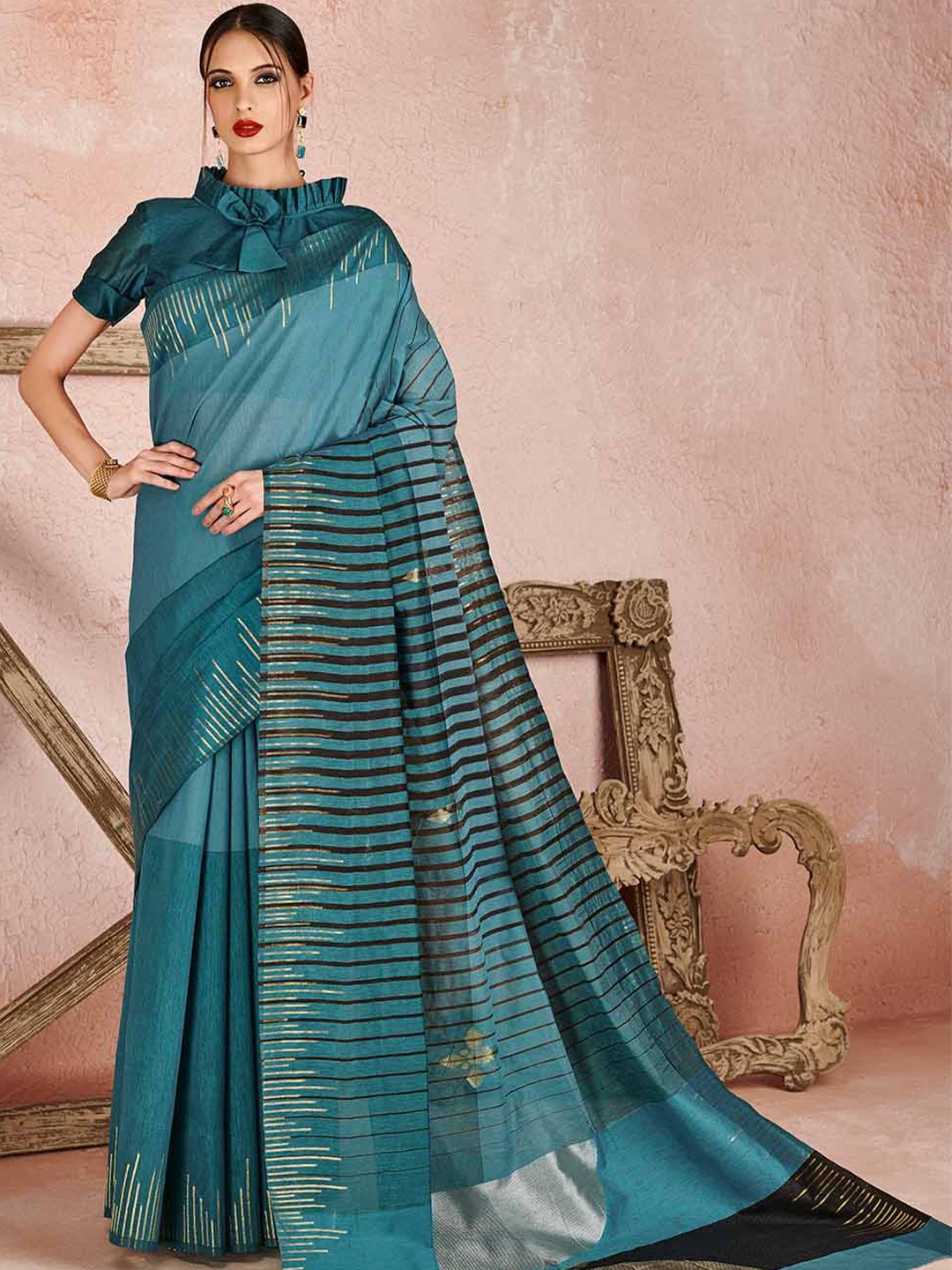 

KARAGIRI Woven Design Zari Saree, Blue