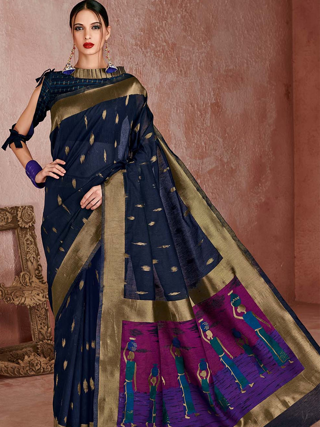 

KARAGIRI Woven Design Zari Saree, Blue