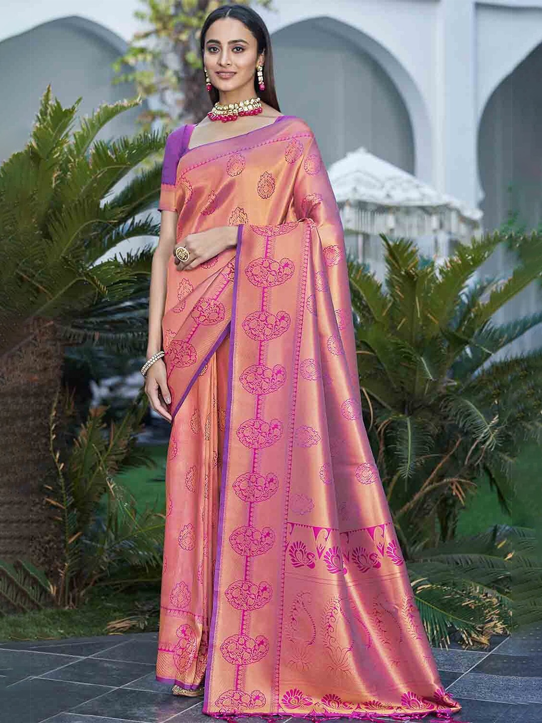 

KARAGIRI Woven Design Zari Kanjeevaram Saree, Purple