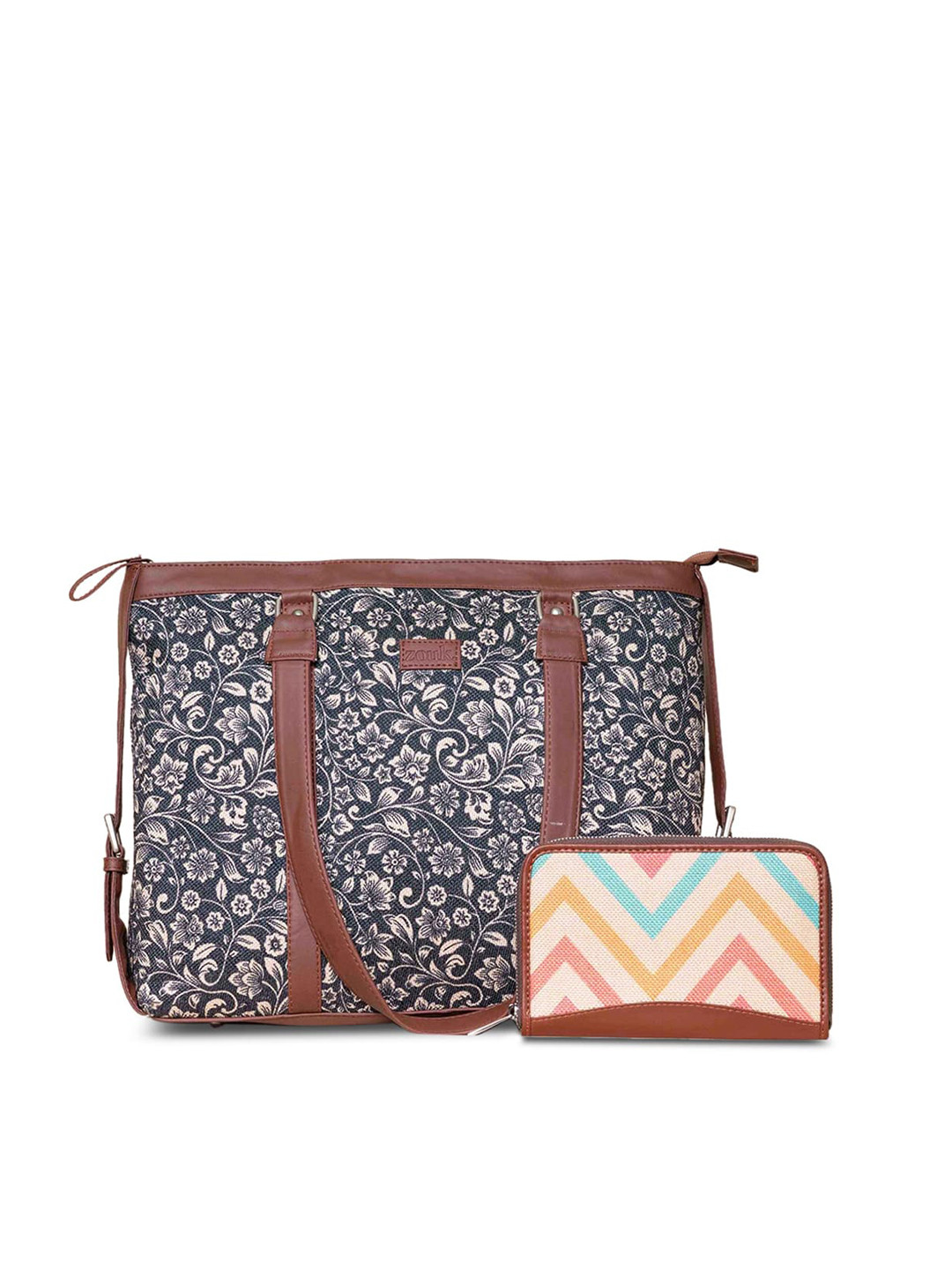

ZOUK Floral Printed Swagger Jute Shoulder Bag, Blue