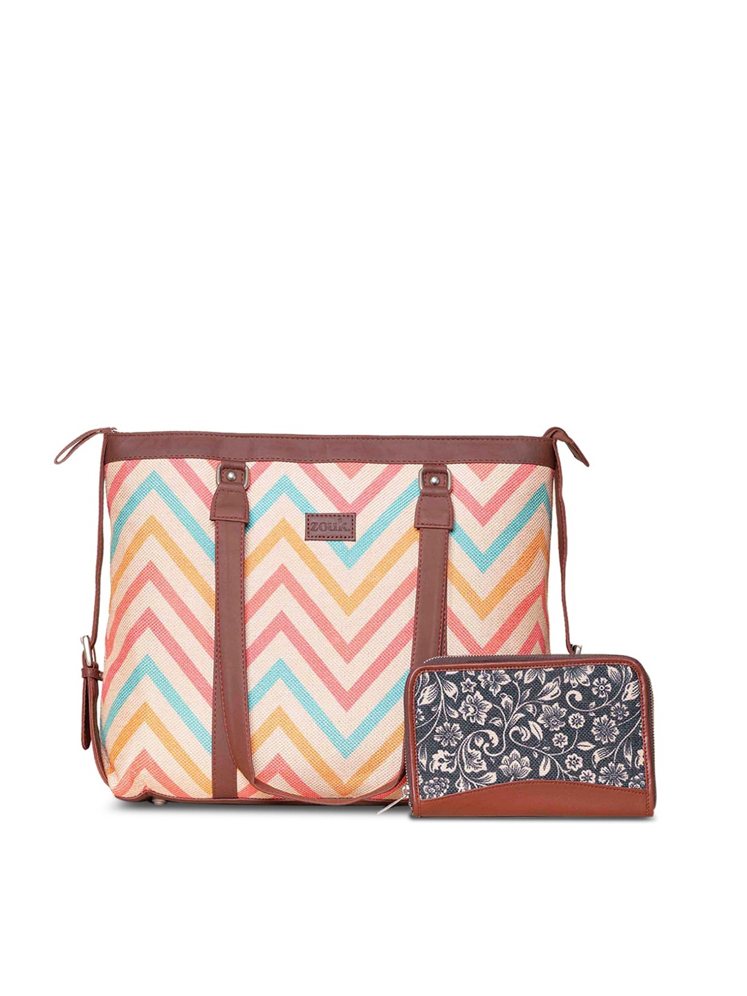 

ZOUK Geometric Printed Structured Jute Shoulder Bag, Pink