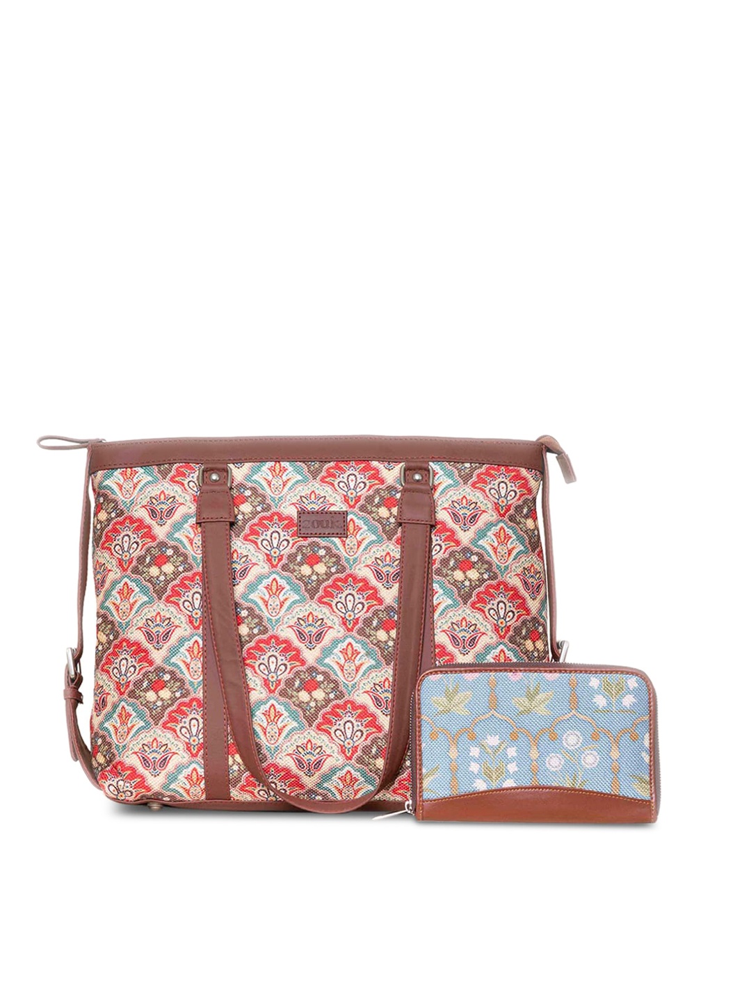 

ZOUK Ethnic Motifs Printed Structured Jute Shoulder Bag, Red