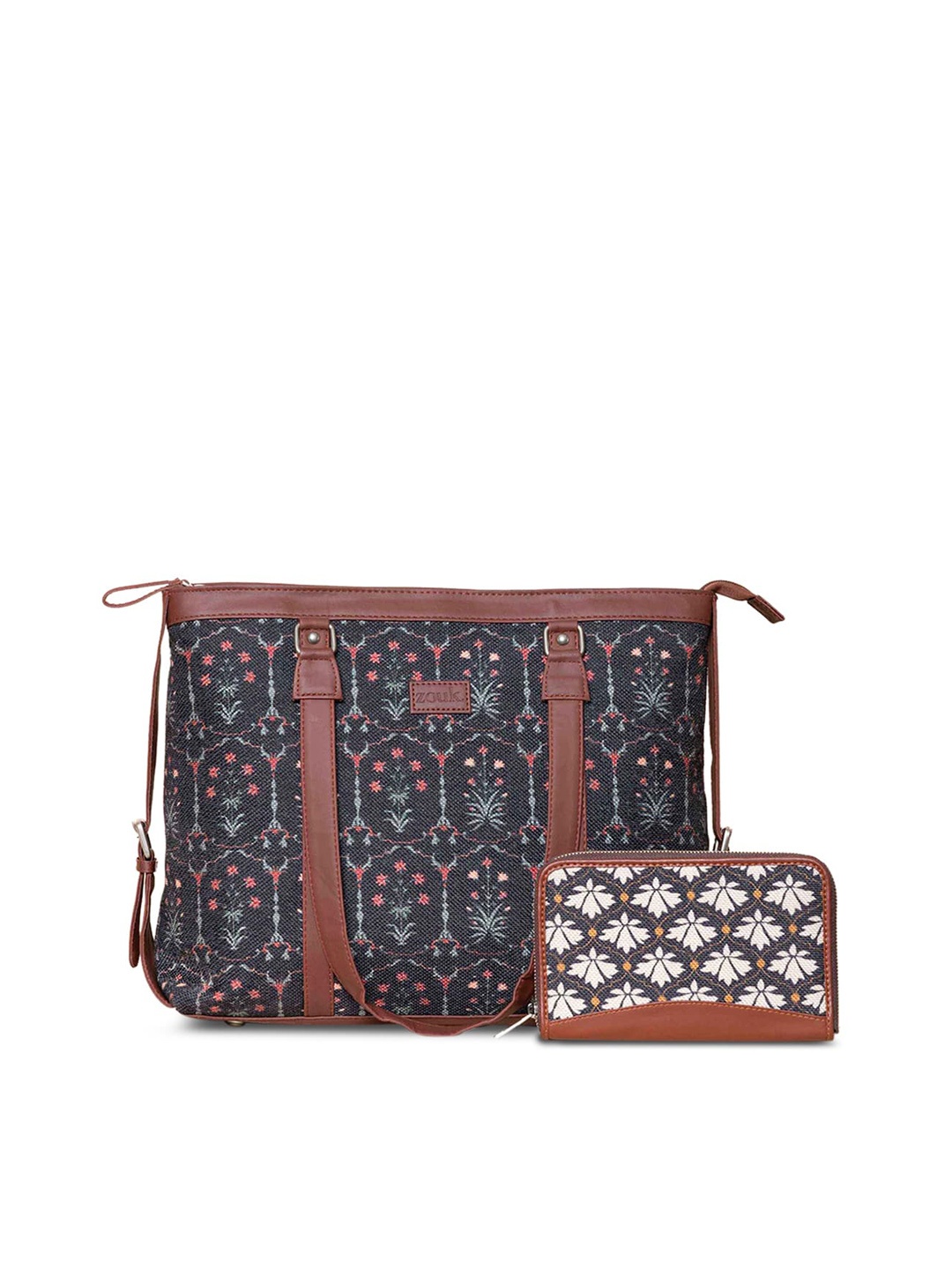 

ZOUK Printed Structured Handheld Bag, Brown