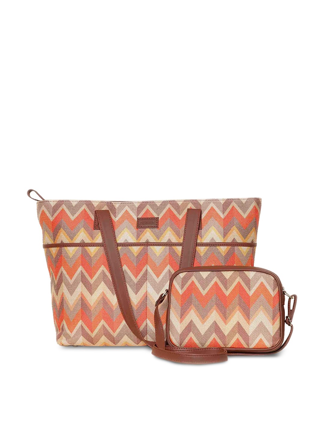 

ZOUK Geometric Printed Swagger Shoulder Bag, Beige