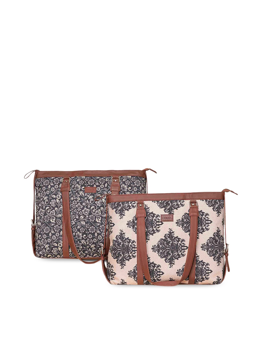 

ZOUK Ethnic Motifs Printed Structured Sling Bag, Brown