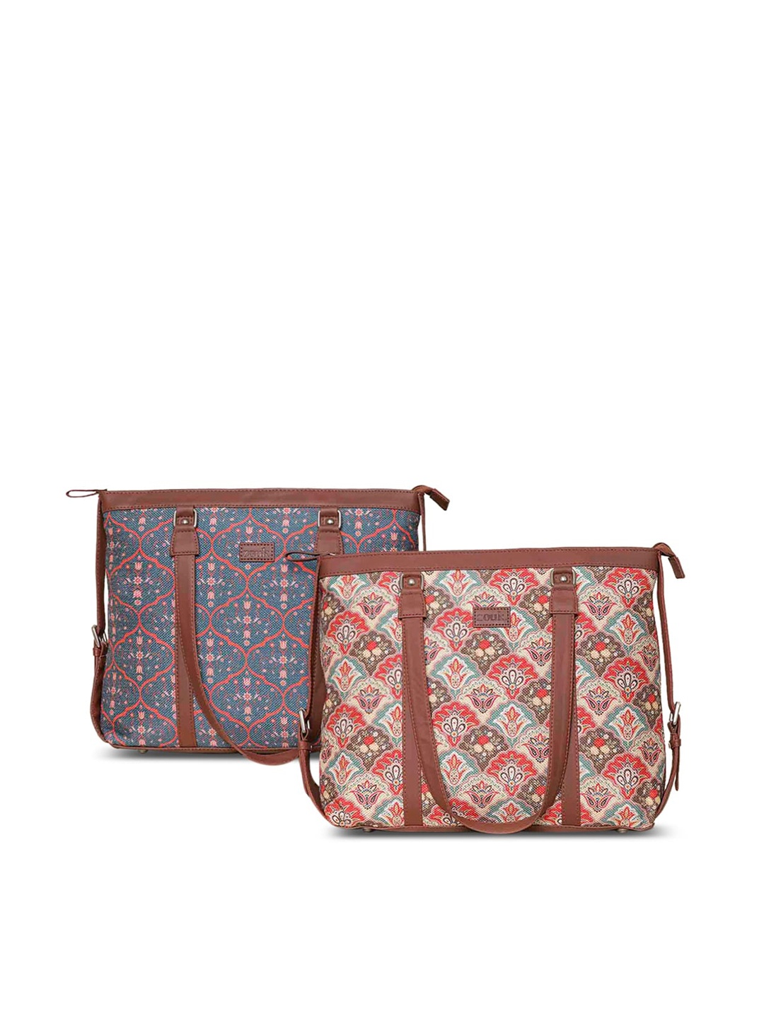 

ZOUK Ethnic Motifs Structured Shoulder Bag, Brown