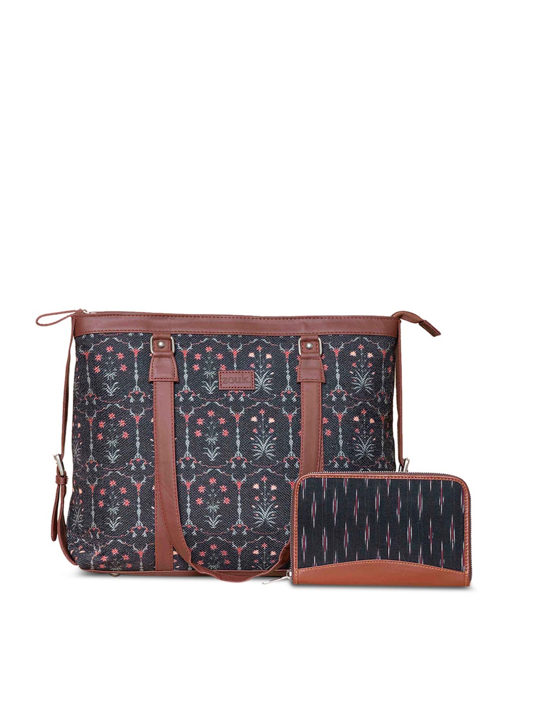 

ZOUK Multicoloured Ethnic Motifs Printed Structured Sling Bag with Tasselled, Multi