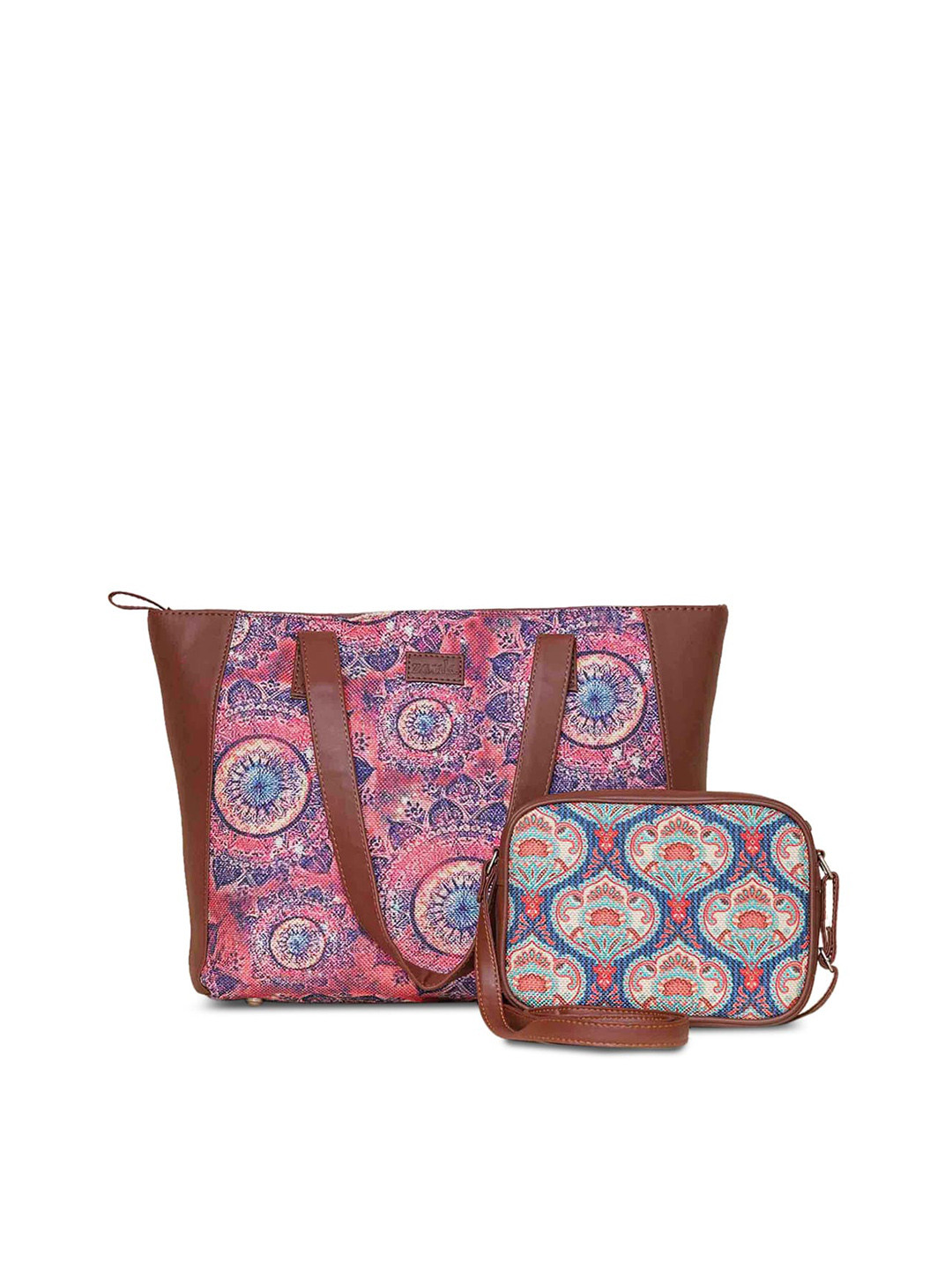 

ZOUK Printed Shopper Sling Bag, Pink