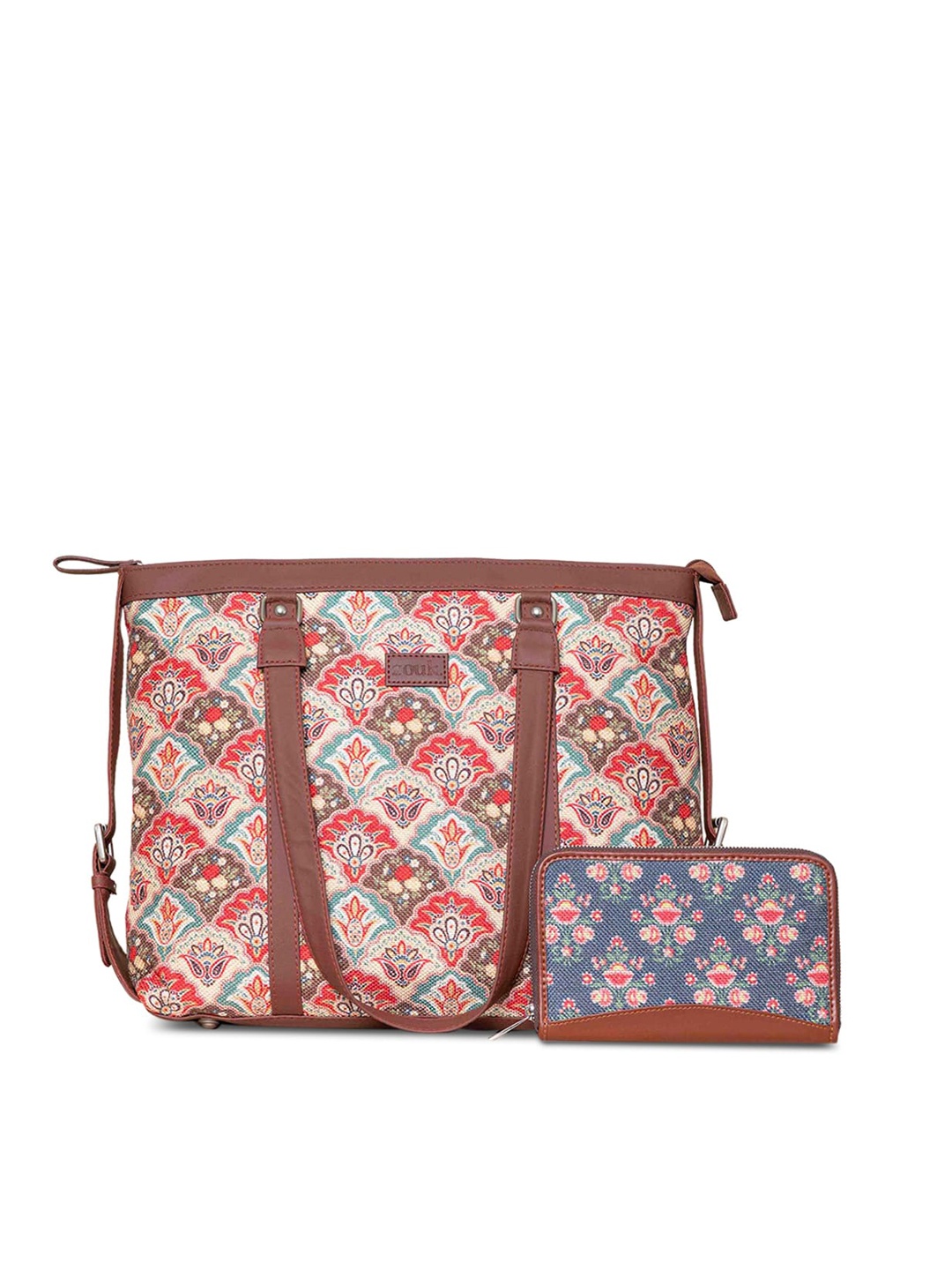 

ZOUK Printed Structured Sling Bag with Cut Work, Pink