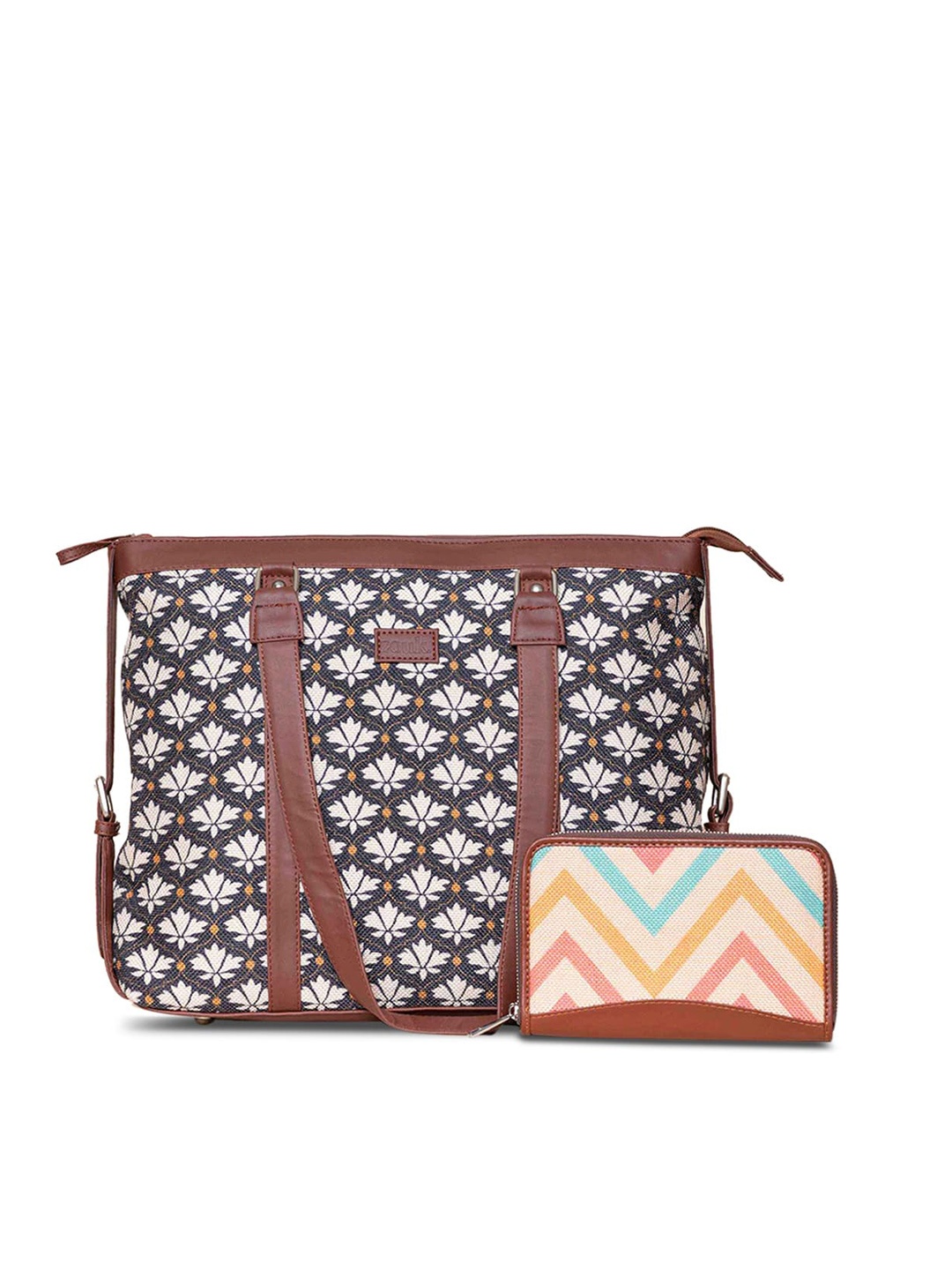 

ZOUK Floral Printed Structured Sling Bag with Tasselled, Multi