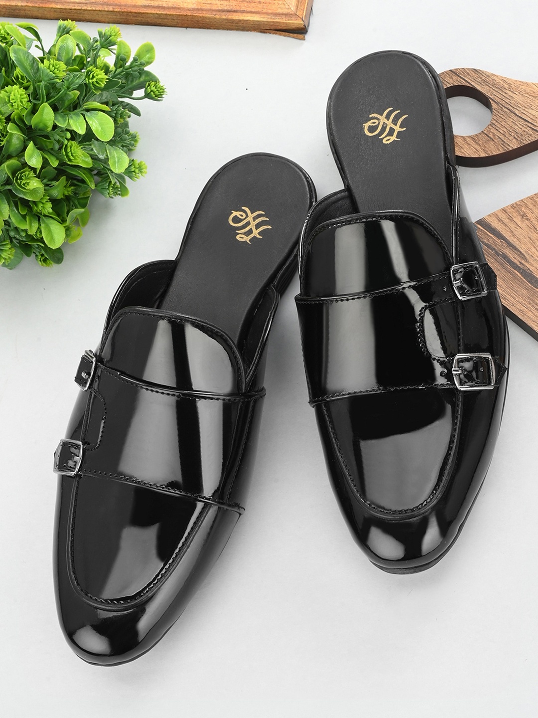 

House of Pataudi Men Formal Slip On Shoes, Black