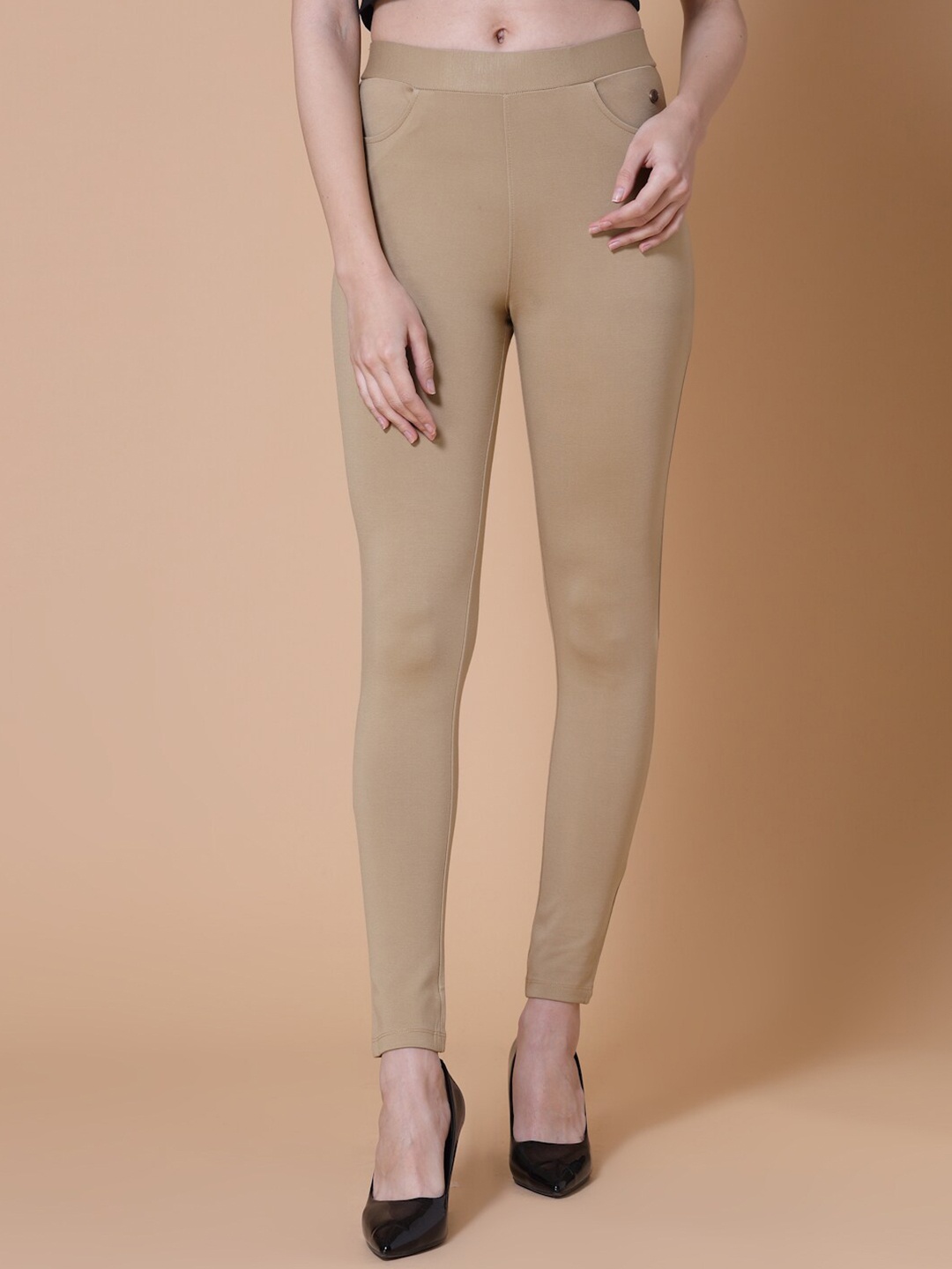 

Wool Trees Women Slim Fit Jeggings, Beige