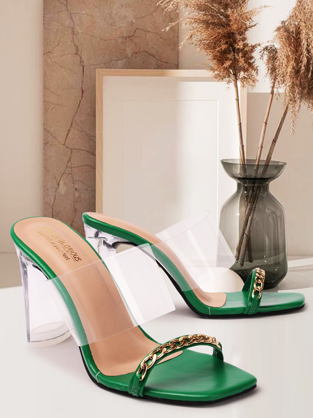 

madam glorious Women Block Heels, Green