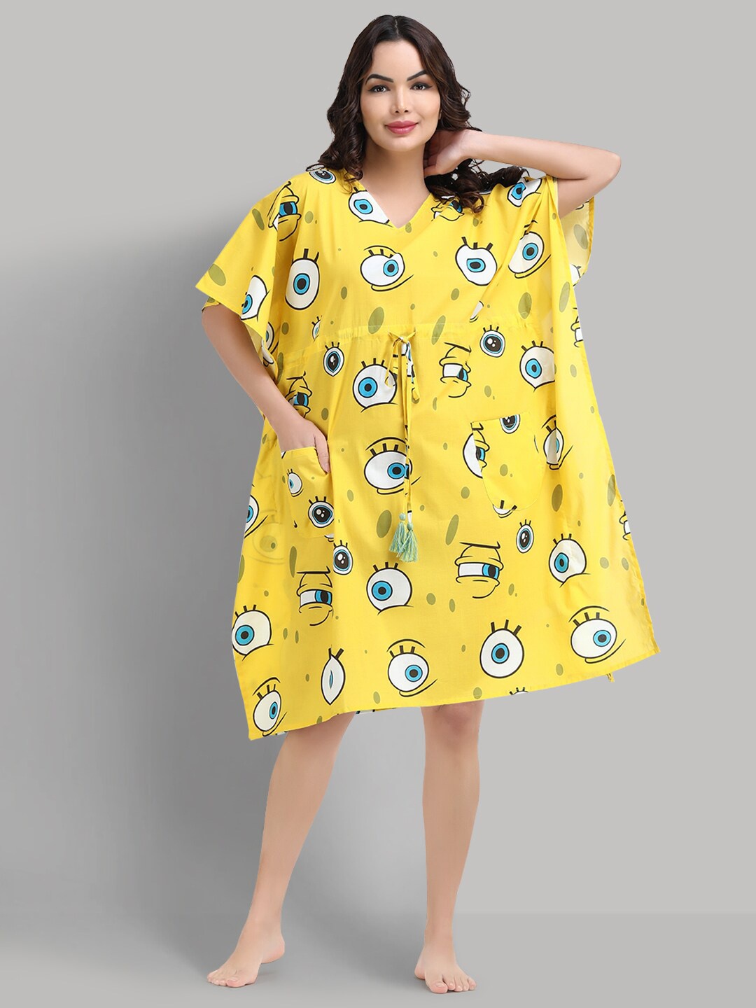 

Shararat Sponge Bob Printed Pure Cotton Nightdress, Yellow