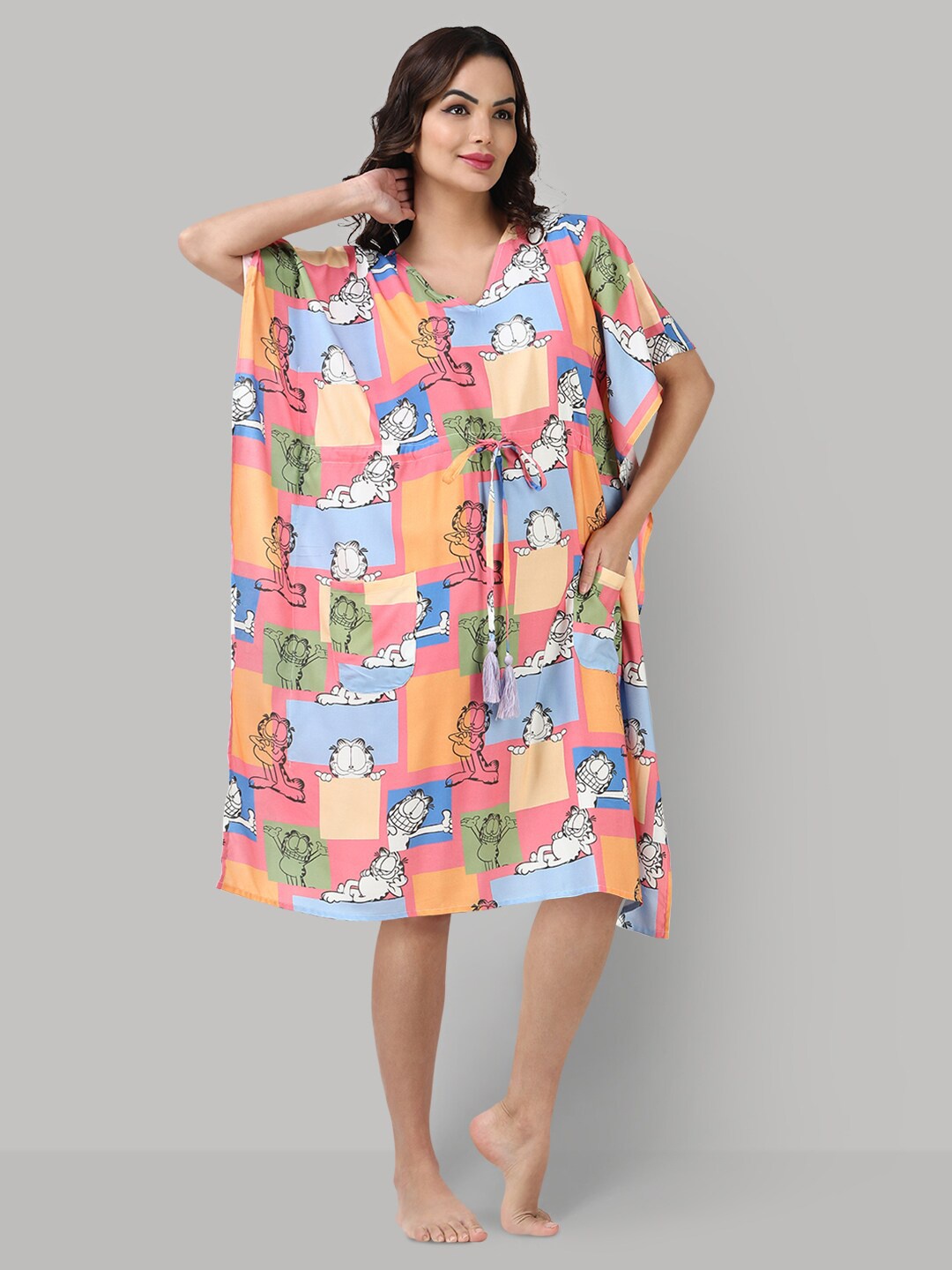 

Shararat Garfield Printed Pure Cotton Nightdress, Pink