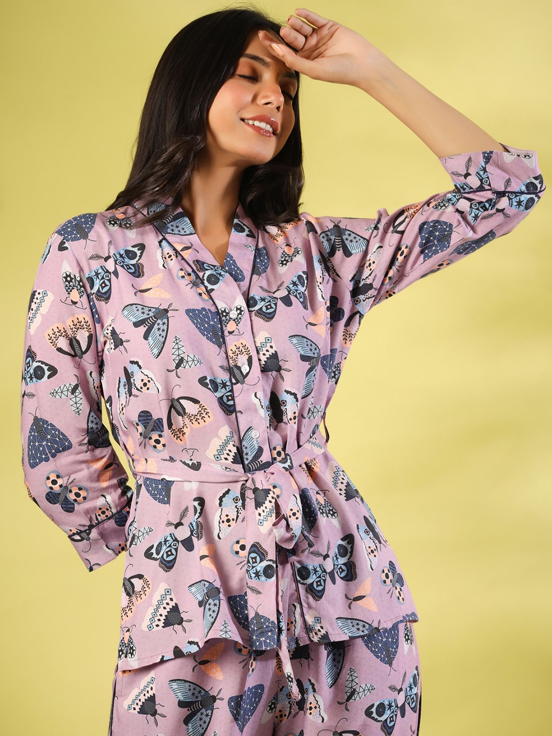 

SANSKRUTIHOMES Women Printed Night suit, Lavender