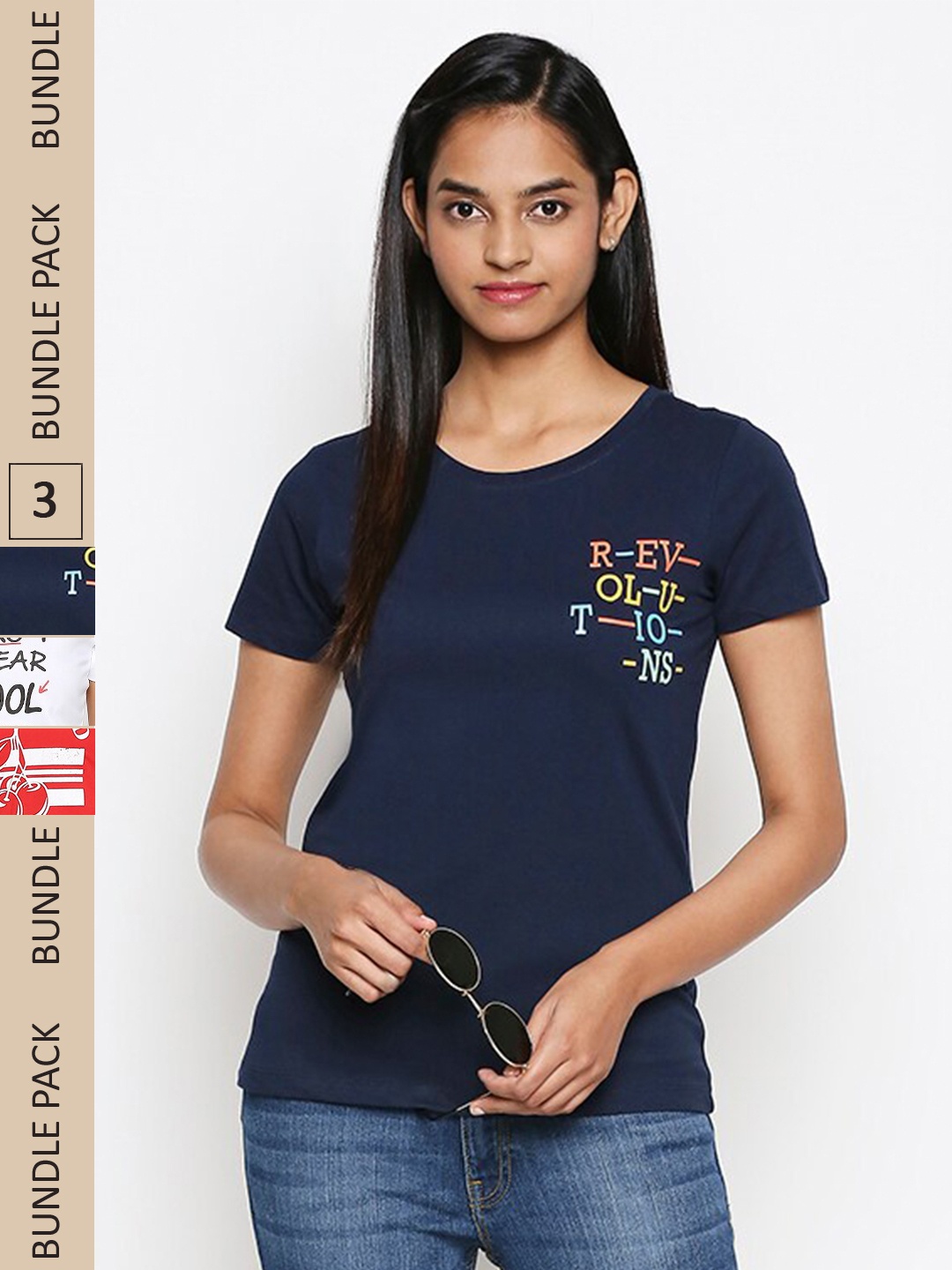 

Honey by Pantaloons Women Pack Of 3 Printed Cotton T-shirt, Multi