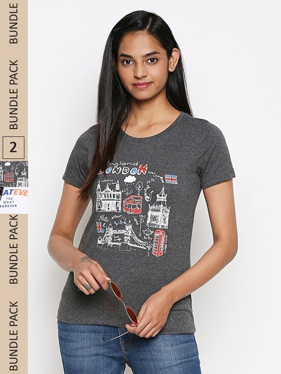 

Honey by Pantaloons Women Pack Of 2 Printed Cotton T-shirt, White