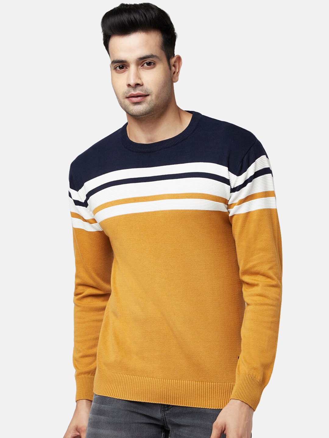 

People Men Multicoloured Long Sleeves SMU, Yellow