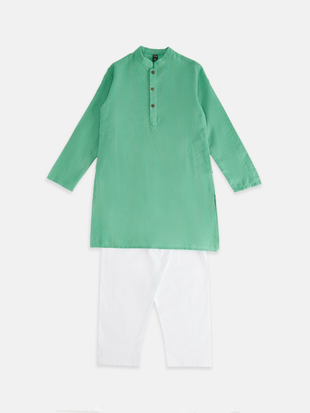 

YU by Pantaloons Boys Pure Cotton Kurta with Pyjamas, Sea green