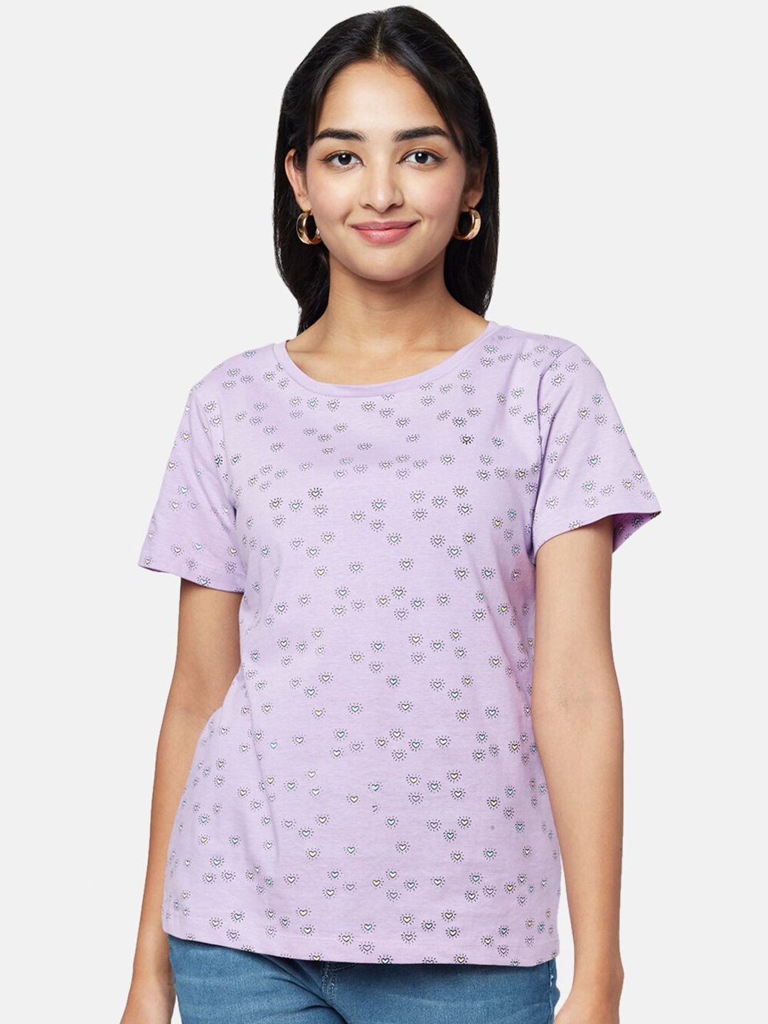 

YU by Pantaloons Women Purple Cotton T-shirt