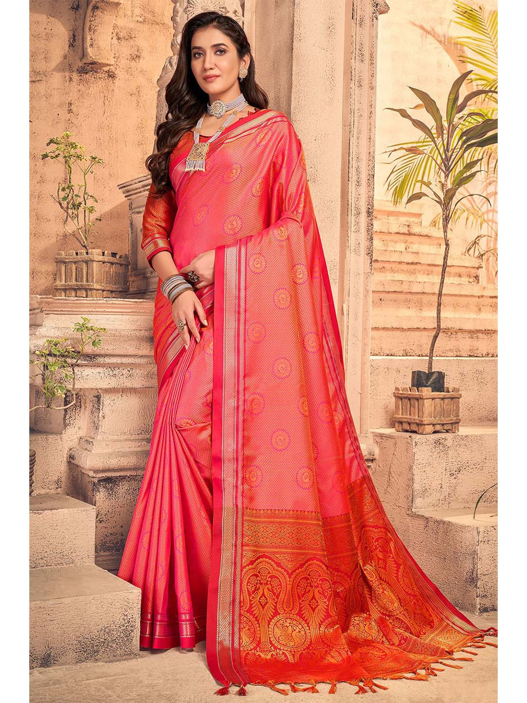

KARAGIRI Woven Design Zari Saree, Pink