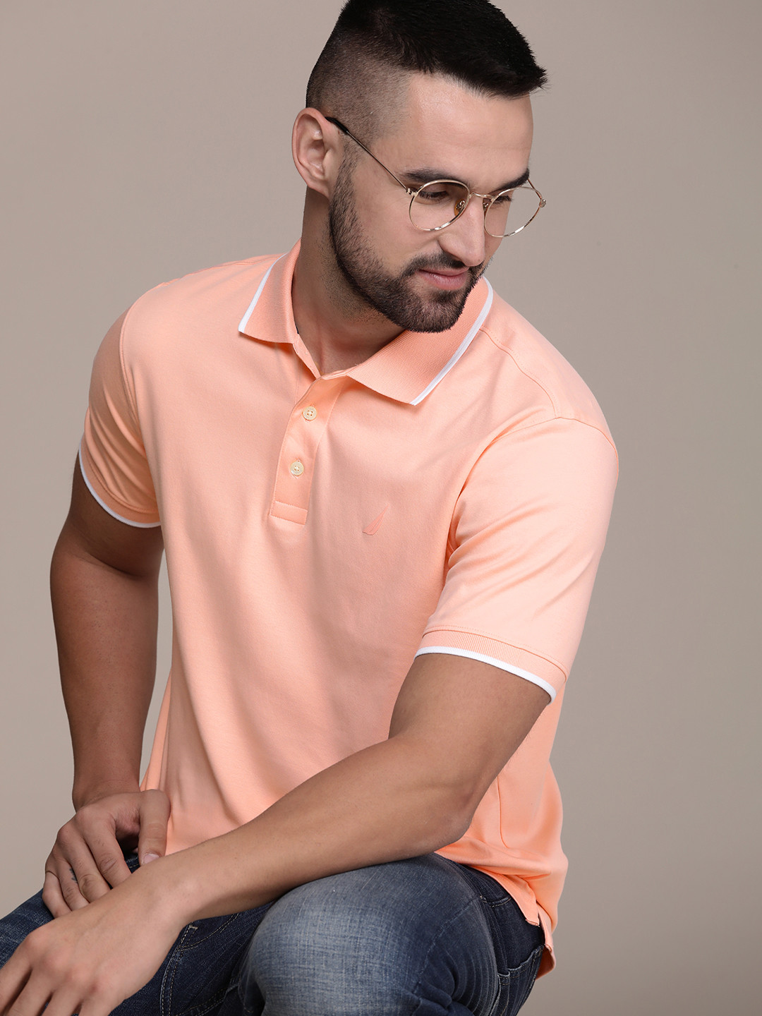 

Nautica Polo Collar Pure Cotton T-shirt, Peach