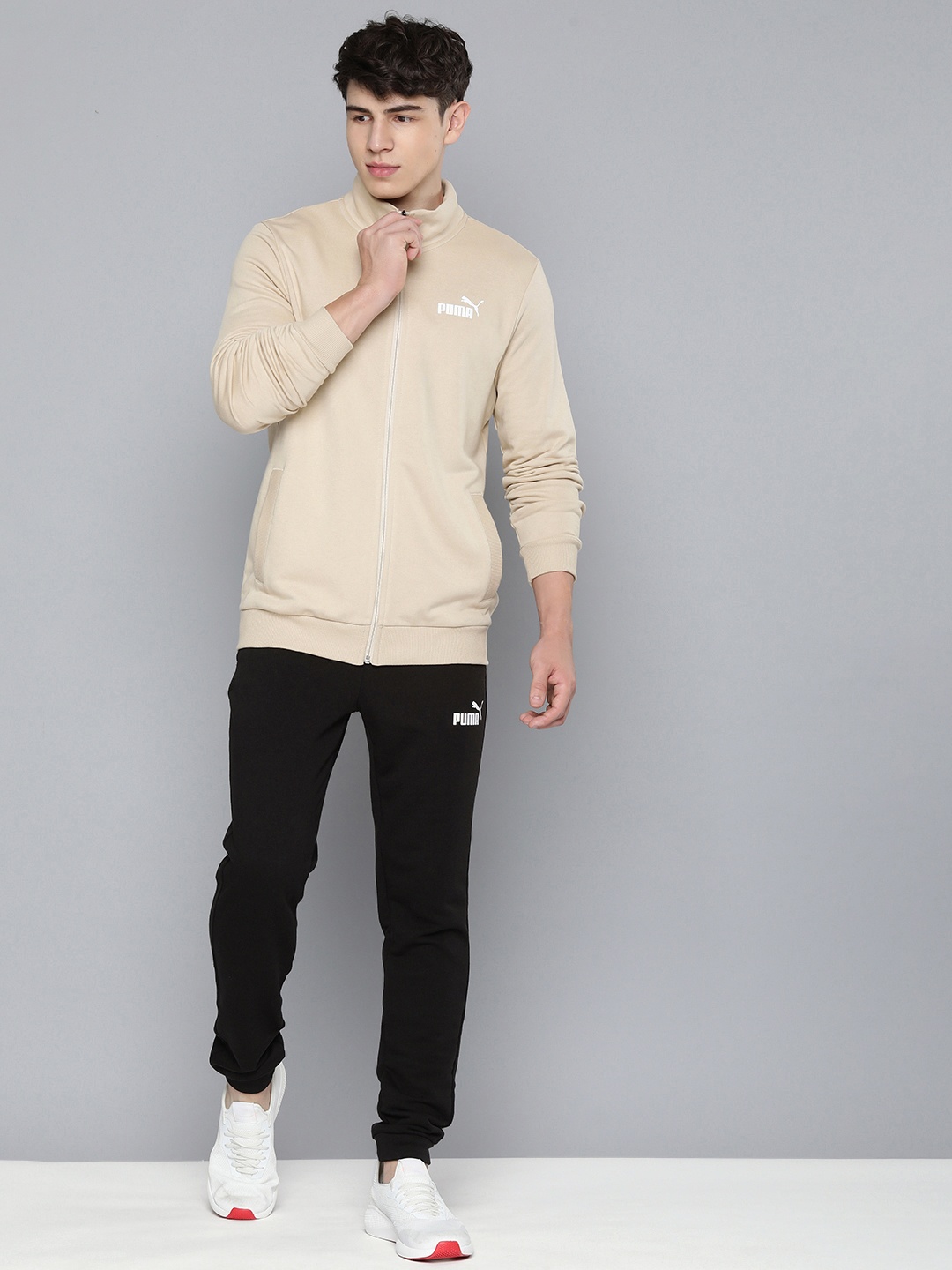 

Puma Men Brand Logo Printed Track Suit, Beige