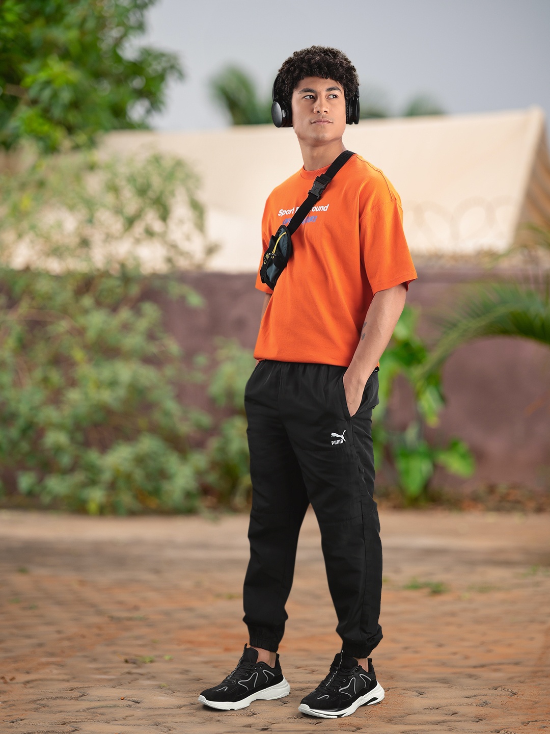 

Puma Men Brand Logo Printed CLASSICS Cargo Joggers, Black