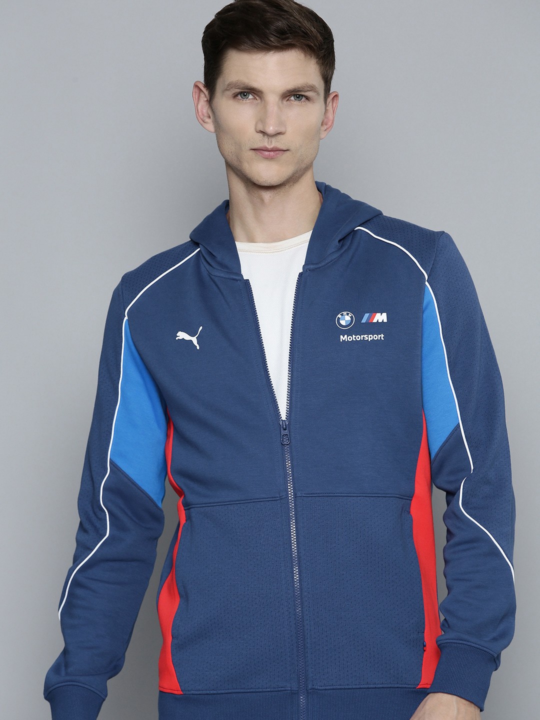 

PUMA Motorsport Brand Logo Printed BMW M Motorsport Hooded Bomber Jacket, Blue