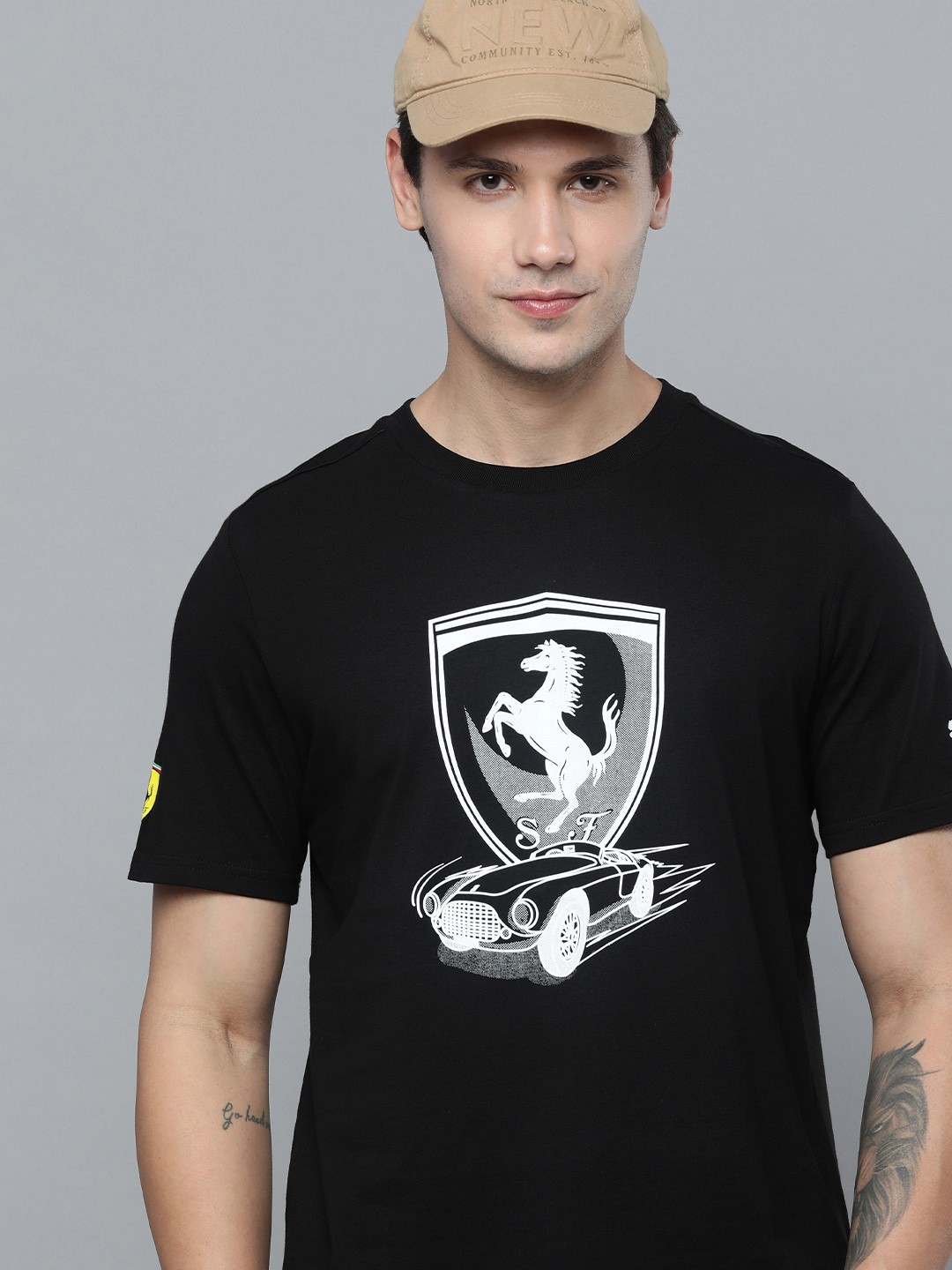 PUMA Motorsport Printed Ferrari Race Big Shield Tonal Regular Fit T-shirt, Black