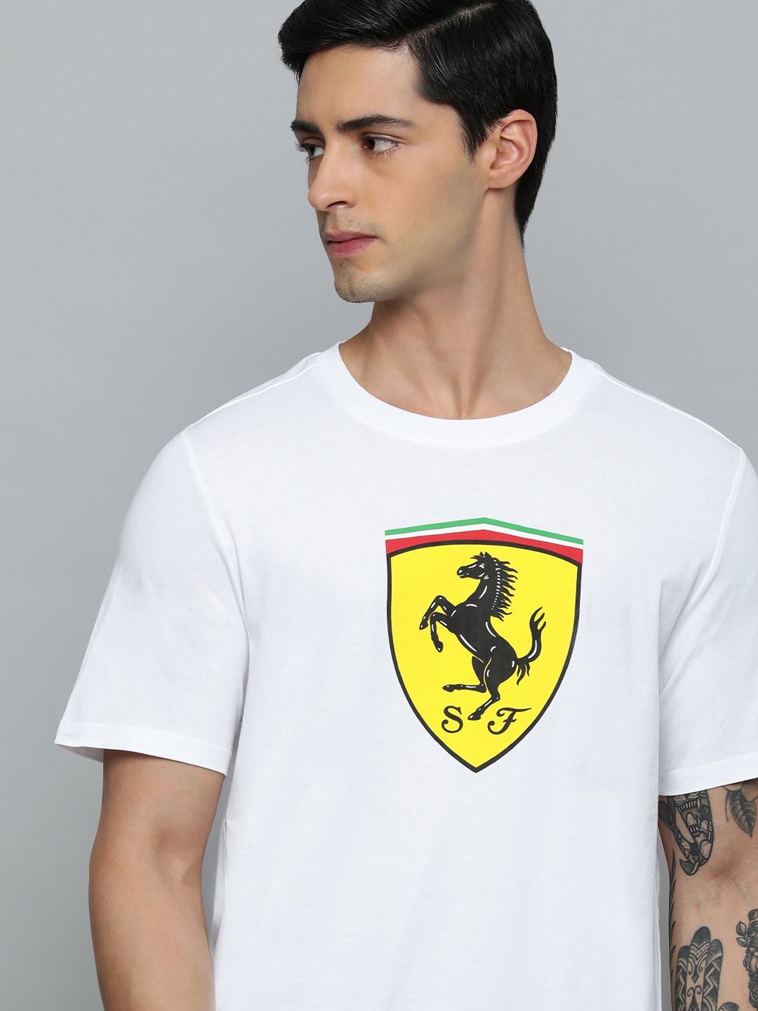 

PUMA Motorsport Brand Logo Printed Regular Fit Pure Cotton T-shirt, White