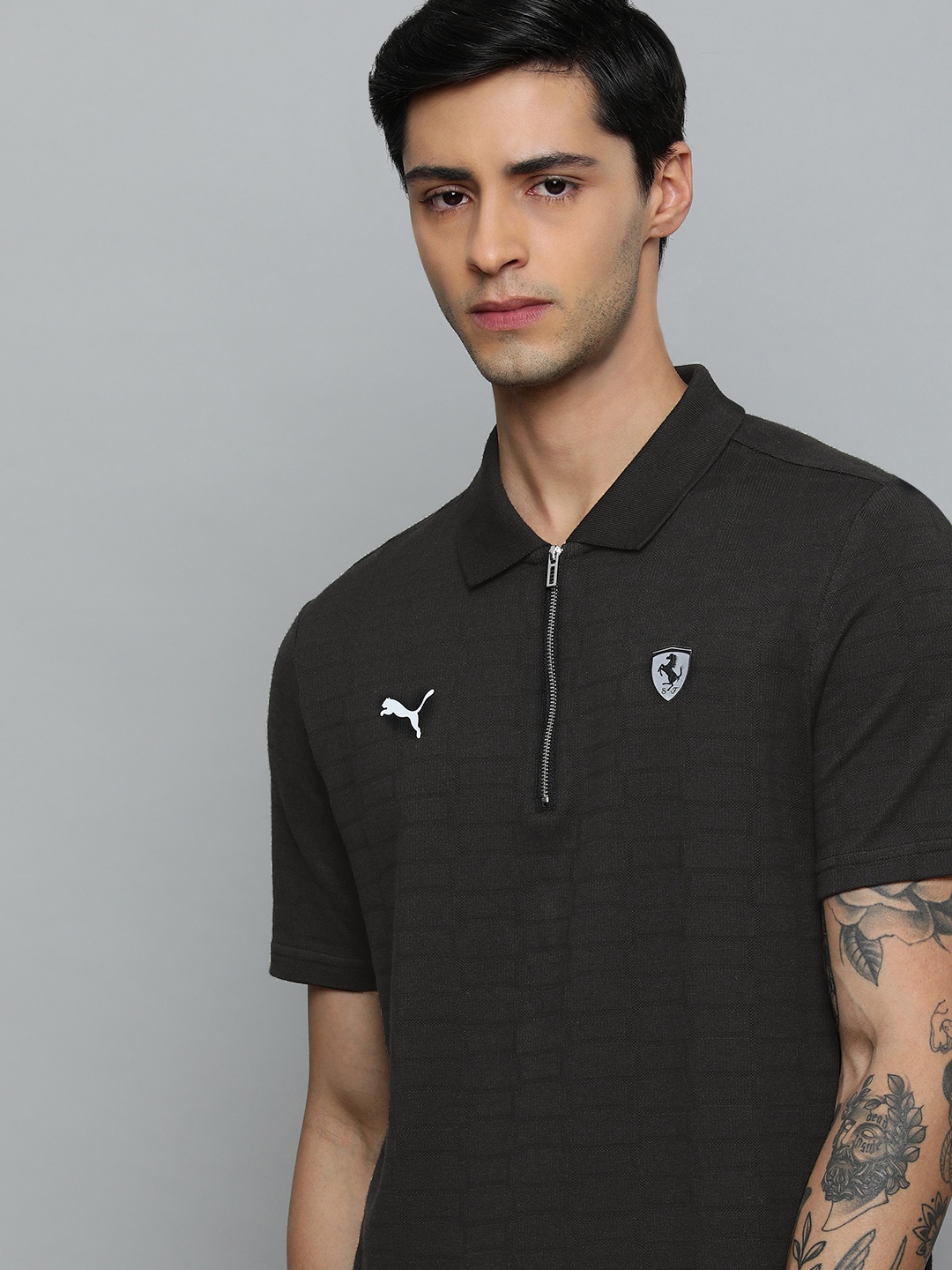 

PUMA Motorsport Men Pure Cotton Polo Collar Slim Fit T-shirt, Black