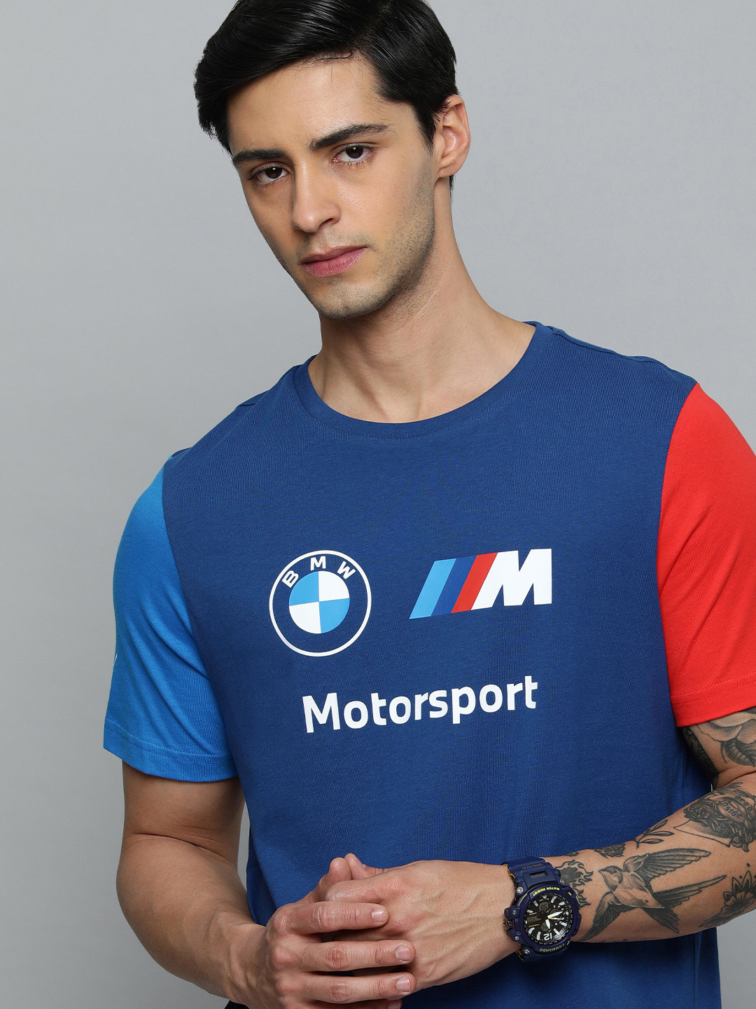 

PUMA Motorsport Men Logo Printed Pure Cotton T-shirt, Blue