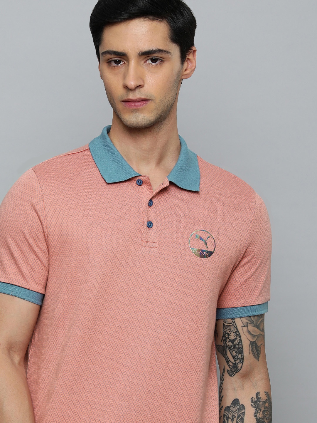 

one8 x PUMA Brand Logo Polo Collar Pure Cotton Slim Fit Outdoor T-shirt, Pink