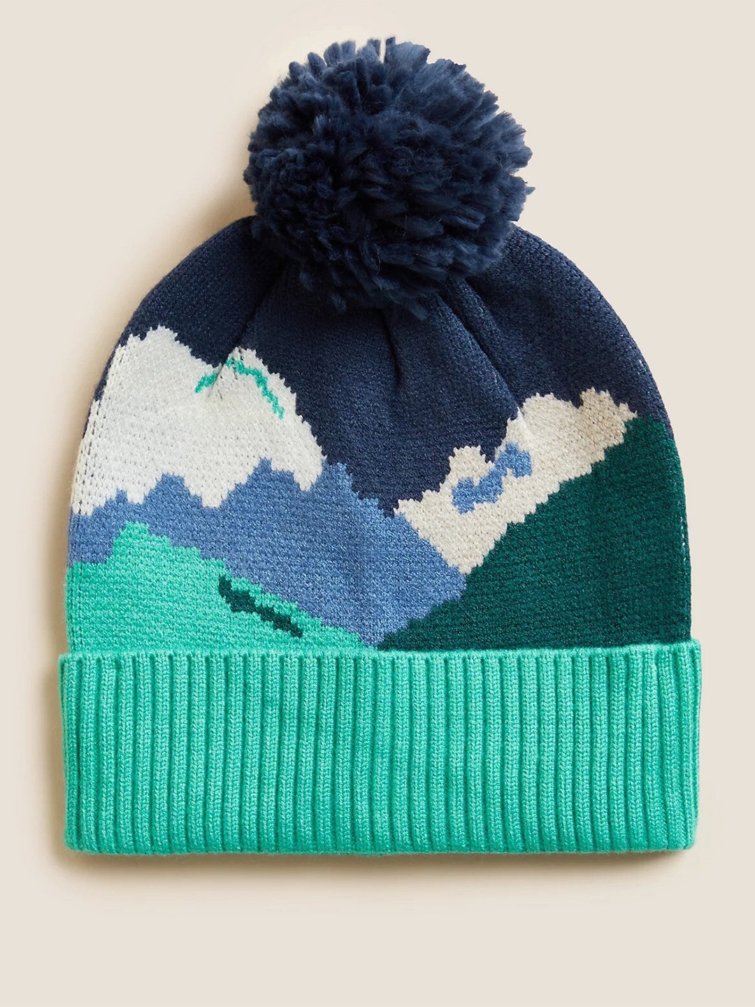 

Marks & Spencer Boys Abstract Printed Beanie, Sea green