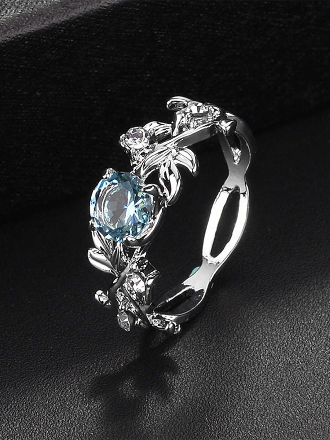 

Yellow Chimes Silver-Plated Crystal Stone-Studded Finger Ring