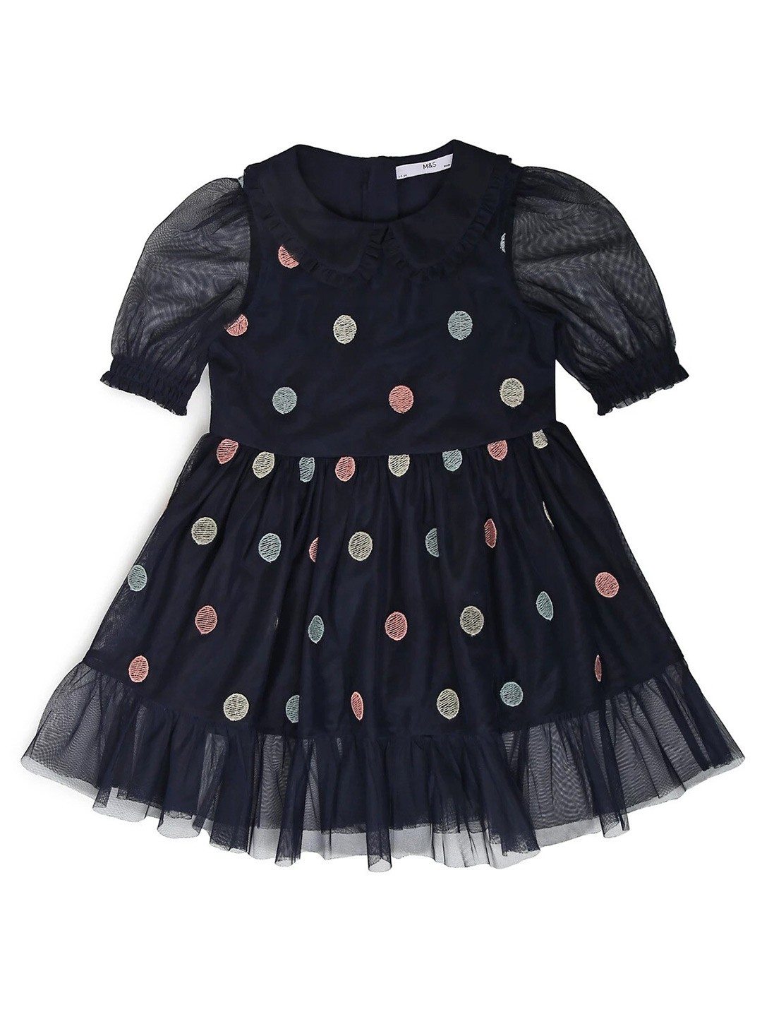 

Marks & Spencer Embroidered Peter Pan Collar Dress, Black