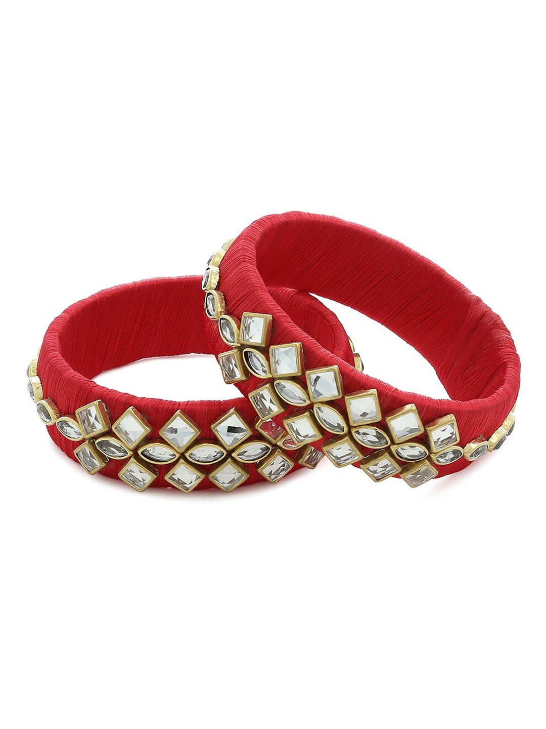 

AKSHARA Kids Girls Set of 2 Gold-Plated Silk Thread Bangles