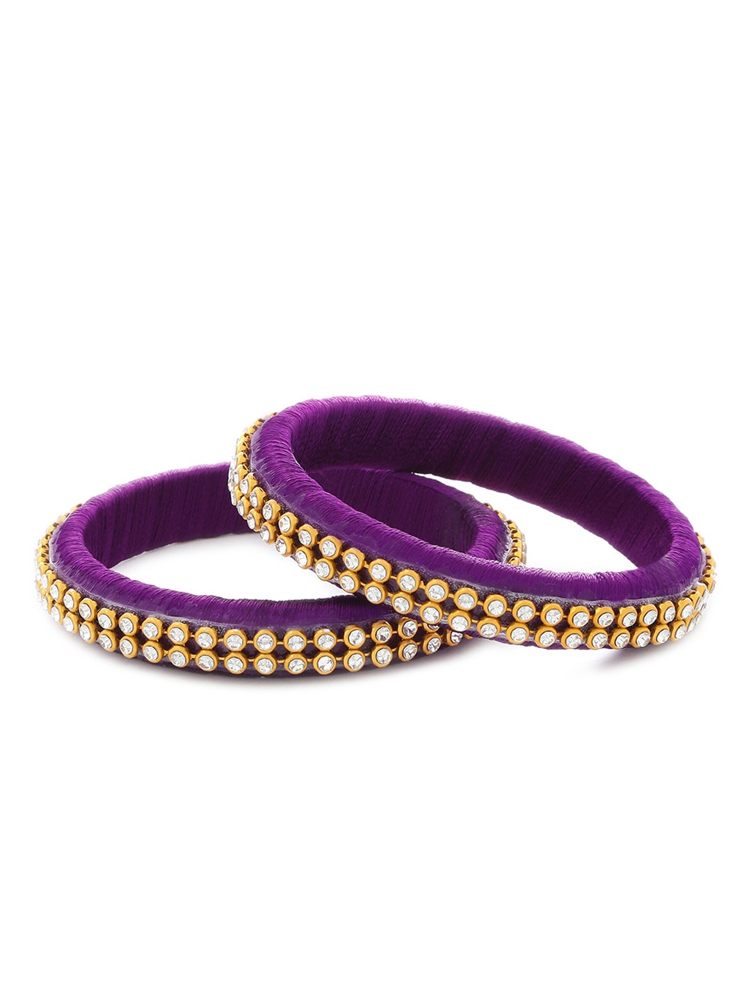 

AKSHARA Set of 2 Gold-Plated Silk Thread Bangles, Purple