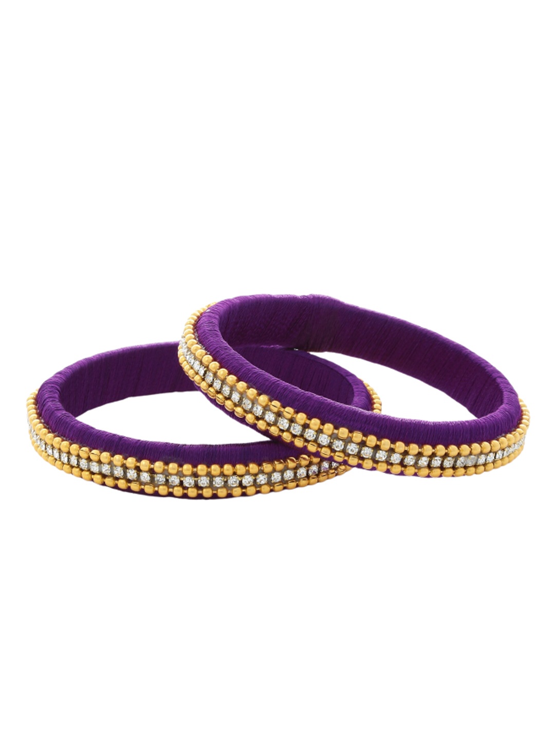 

AKSHARA Set Of 2 Silk Thread Stone Studded Bangles, Purple