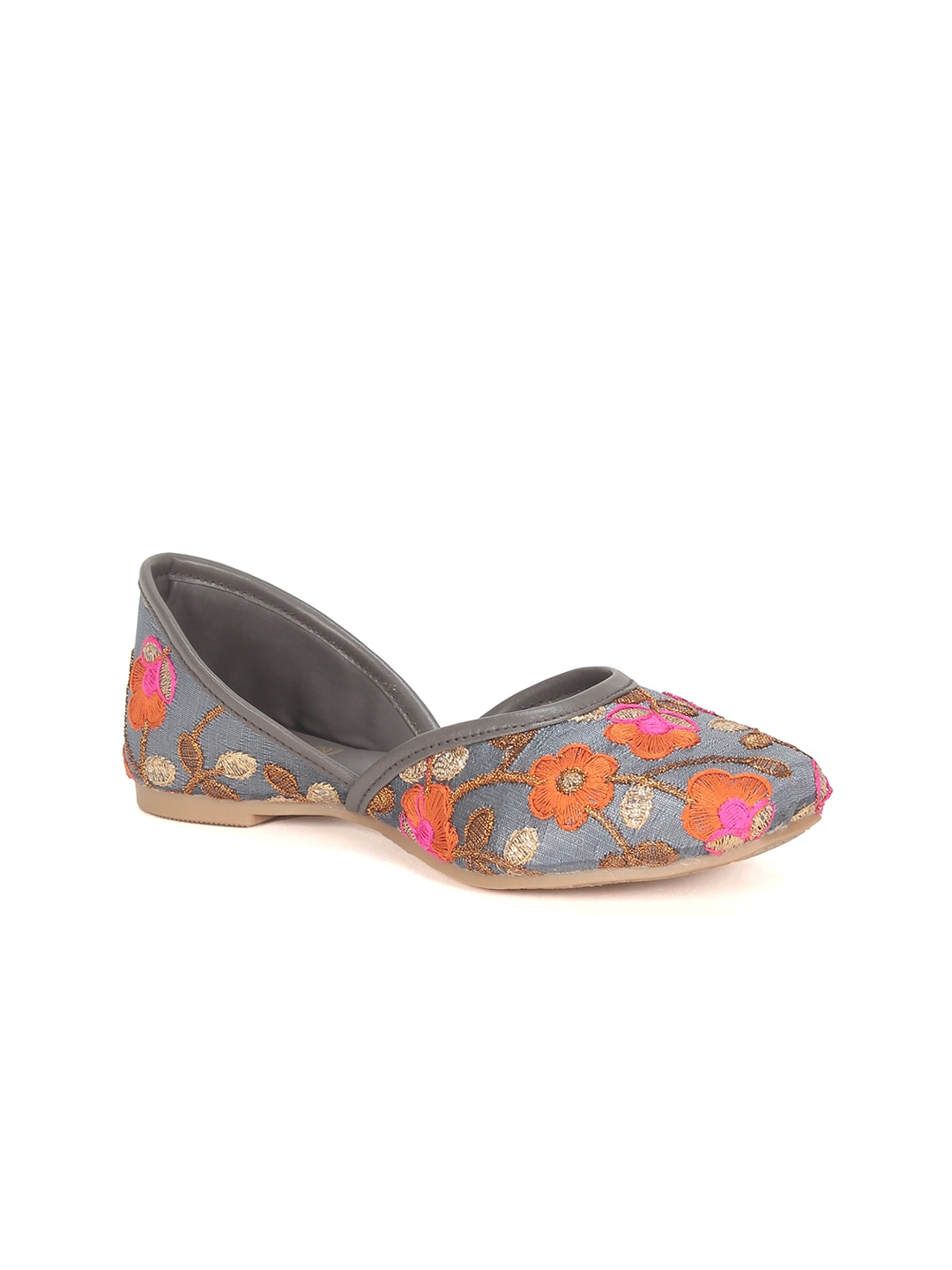 

Lil Lollipop Girls Printed Ethnic Mojaris, Grey