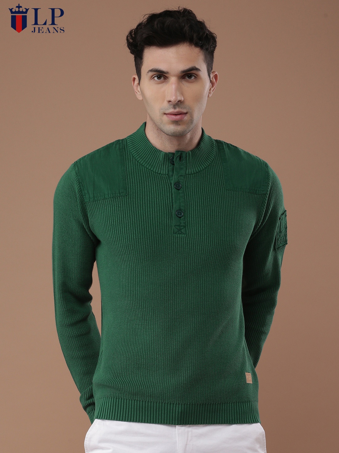 

Louis Philippe Jeans Men Green Solid Pullover