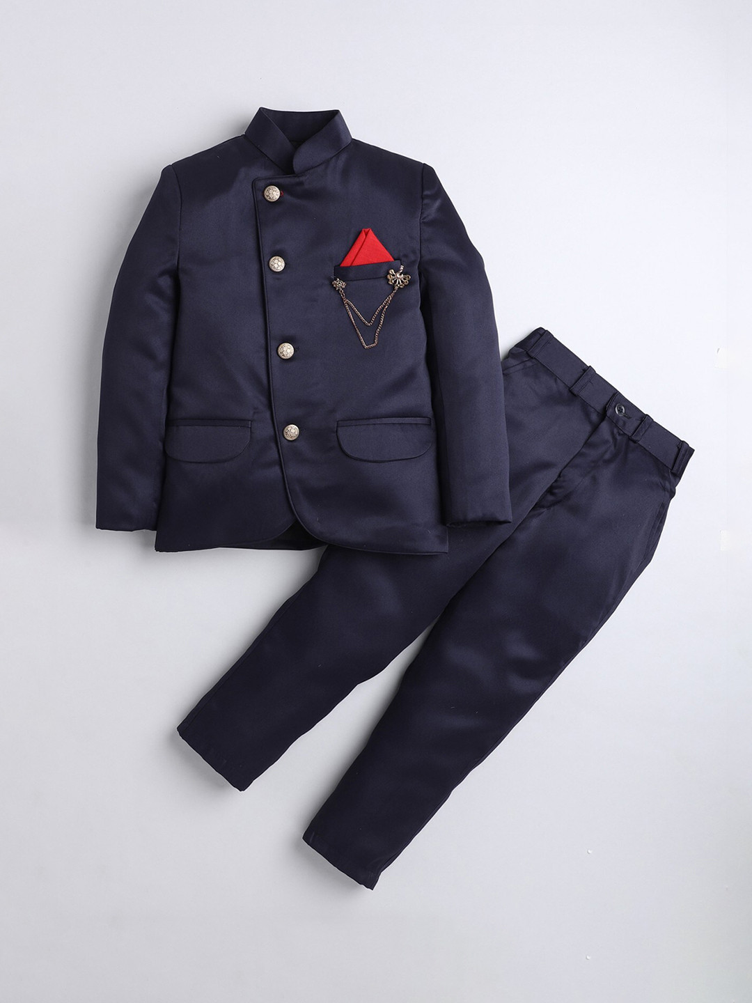 

DKGF FASHION Boys Single-Breasted 2-Piece Suit, Navy blue