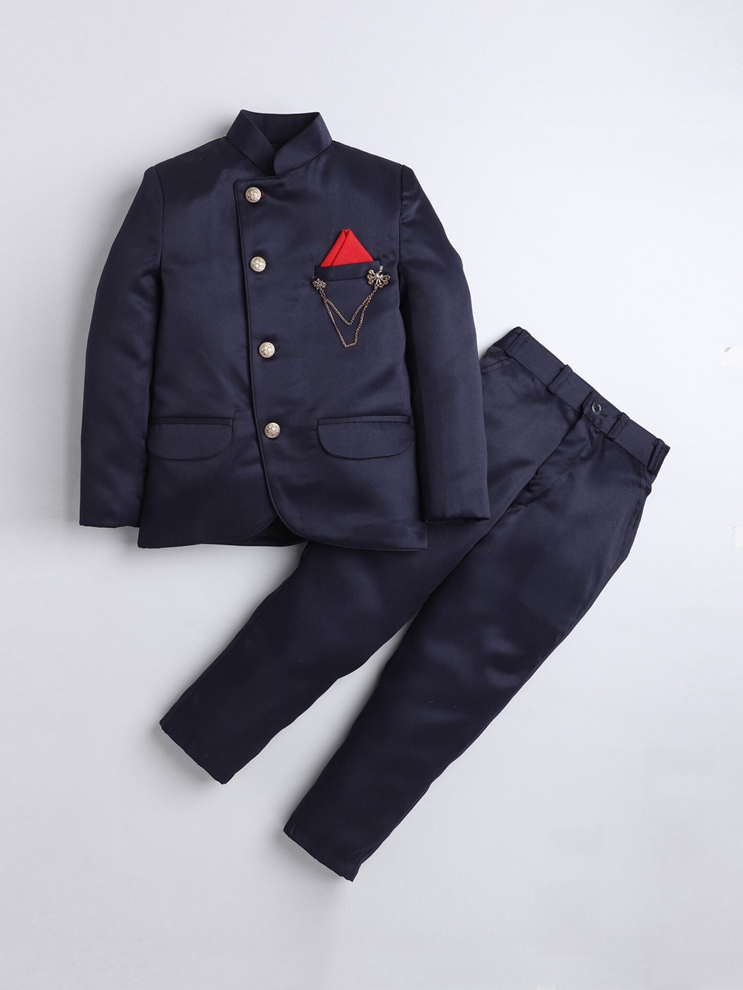 

DKGF FASHION Boys Single-Breasted Two-Piece Formal Suit, Navy blue